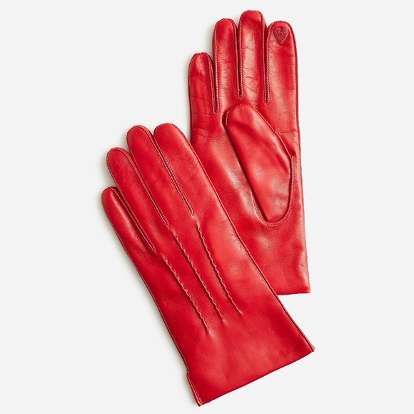 J. Crew Accessories - J.CREW $138 Women's Sz L Cashmere-lined Leather Touch Screen Gloves Deep Ruby